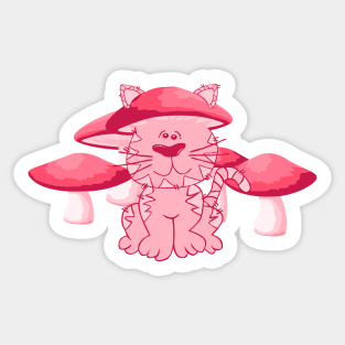 Pink Mushroom Cat Sticker